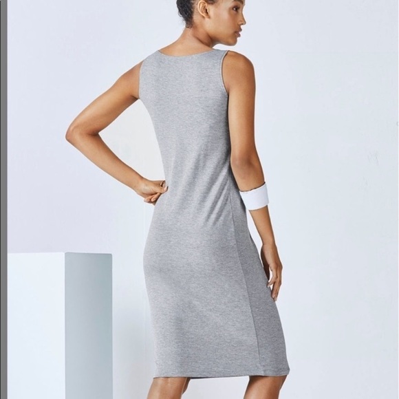 NWT Fabletics Retta Midi Dress gray casual sleeveless silky soft jersey drape - Picture 2 of 12